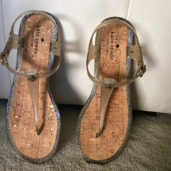 Kate Spade Clear/Gold sparkle jelly sandals Size 10 - Picture 2 of 8